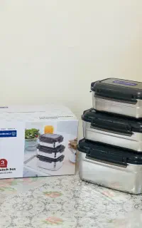 ظرف غذا استیل سه تیکه آکبند ونو مخصوص مدارس
