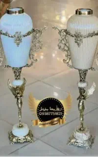 گلدان برنز پایه سنگی کرمی