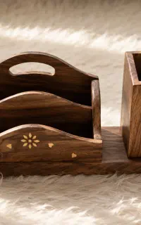 استند لوازم  هندی جادستمال کاغذی و جاکارد چوبی