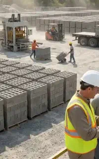 کار در کارگاه بلوک زنی