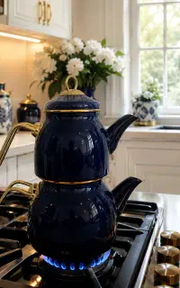 کتری قوری شیک رنگ سرمه ای