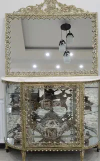 ست کامل سلطنتی آینه‌کاری و ویترین + کنسول + ساعت