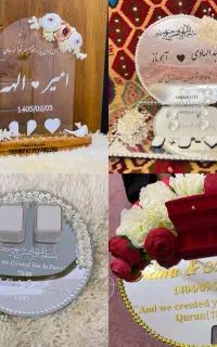 استند حلقه،گیفت،کارت ولکام،دسته گل، ربان چاپی و دف