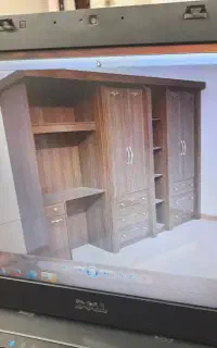 میز مطالعه و کمد لباس و کتابخانه