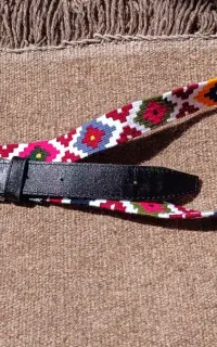کمربند گلیمی با چرم طبیعی