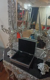 ست کنسول و ایینه و شمعدان و ساعت و باکس