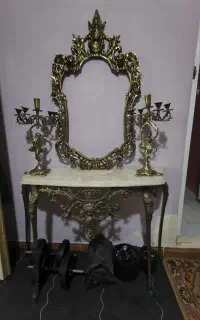آینه و شمعدان وساعت برنجی