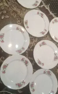 بشقاب گلسرخی ژاپنی8عدد 1کاسه تک سرویس