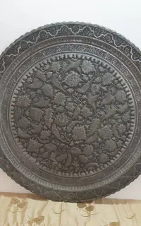 سینی مسی به قطر1متربانغوش گل وپرنده قدیمی قدمتدار