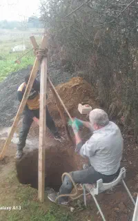 حفرچاه خانکی بالوله بتنی ولای روبی چاه
