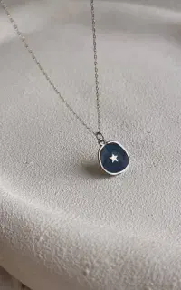 شب پر ستاره گردنبند نقره تک و مینیمال