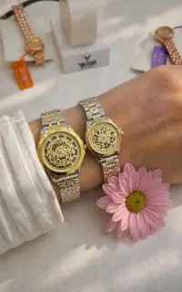 ست ساعت کد 6199783 جدید دو رنگ سنگین