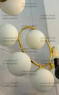 لوستر اشپزخانه اتاق خواب مدرن حبابی طلایی شش شعله