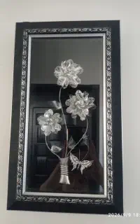 تابلو گل نقره قدیمی و انتیک