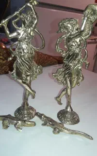 یک جفت مجسمه برنزی رقص و جفت مجسمه تمساح دکوری