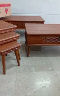 جلو مبلی گلد با سه عدد عسلی