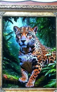 تابلو باغ پلنگ کد 15 دستبافت و ابریشم دار