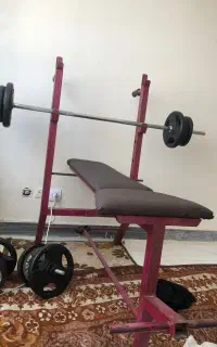 میز پرس سینه سه حالته به همراه دمبل و هالتر و وزنه