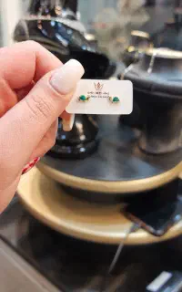 گوشواره میخی طلا پیرسینگ رنگی زیر گرم