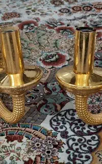 ۲عدد دیوارکوب دوشعله برقی برنزی - آب طلا قدیمی