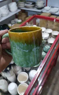 حراج لیوان ماگ سبز سفید بزرگ سرامیکی چینی