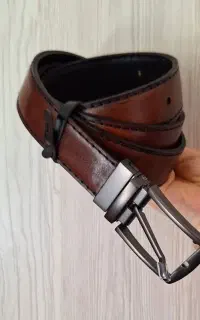 کمربند چرم طبیعی مردانه دورو دست دوز