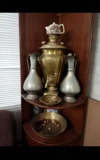 سماور زغالی قدیمی وپارچ