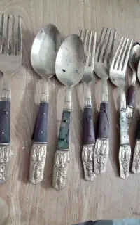 قاشق‌چنگال‌وکارپنیر‌خوری‌برنجی‌قاجاری