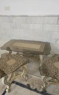 میز جلو مبلی ۳تیکه همراه با رومیزی