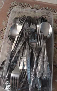 قاشق غذا خوری وچنگال غذاخوری +چنگال ریز