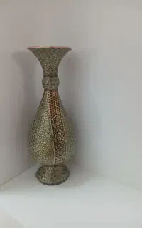 گلدون مسی خاتم کاری