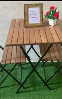 میز و صندلی تاشو چوبی فلزی(میز ناهار خوری)نو آکبند