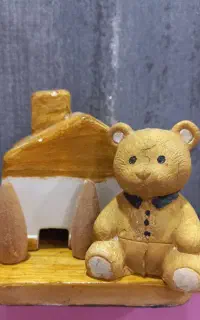 جا عودی  و دکوری با مجسمه خرسی چوبی