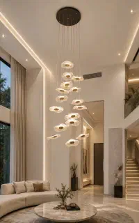 لوستر بلند ۲۰ شاخه طرح پلکسی گلاس کد 0010