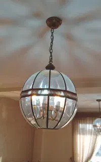 یک جفت لوستر گوی برنزی شش شعله