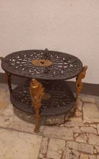 میز تلفن چوبی کنار سالنی،گل میز، عسلی برنز دو طبقه