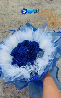 دسته گل ۷شاخه ابی کربنی