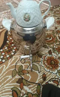 کتری شیر دار کفه چدن ۶لیتری وقوری چینی