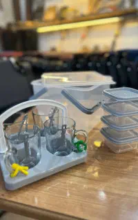 ست چای خوری چهارنفره همراه با ظرف در دار