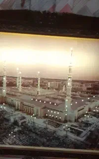 تابلو مدینه منوره قاب چوبی چراغ دار لامپ مهتابی