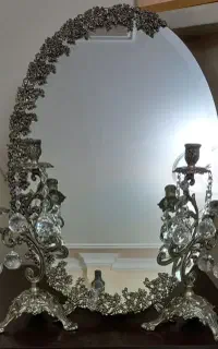 آیینه و شمعدان برنز