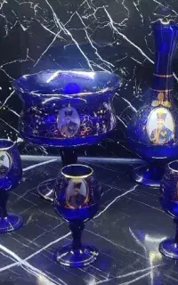 صنایع دستی زنجان کشکول پارچ شش عدد لیوان قدمت دار