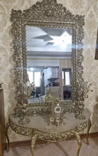 آینه و شمعدان طرح برنز