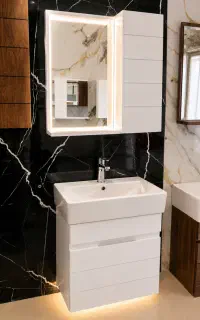 روشویی کابینتی PVC ضدآب +آینه‌باکس مستقیم از تولید