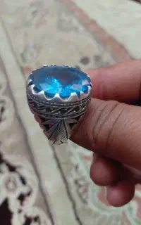 انگشتر توپاز و یاقوت استار دست ساز