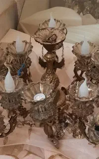 لوستر برنزی ۸ شاخه طرح فرشته کریستالی