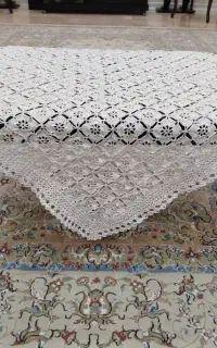 رومیزی قلاب بافی بانخ ابریشم