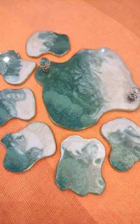 سینی و زیر لیوانی چوب و اپوکسی