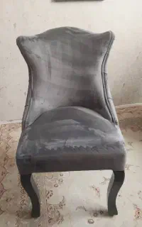 صندلی بدون میز مخمل مشکی وطوسی