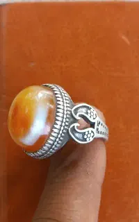 انگشتر نقره عقیق پرتغالی سه پوسته سلطنتی وزن 14گرم